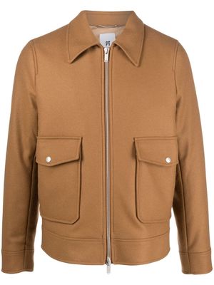 PT Torino zipped long-sleeved shirt jacket - Brown