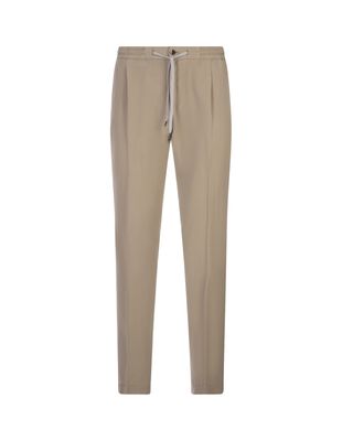 PT01 Beige Linen Blend Soft Fit Trousers