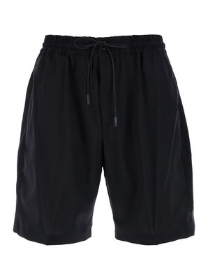 PT01 Black Bermuda With Drawstring In Wool Man