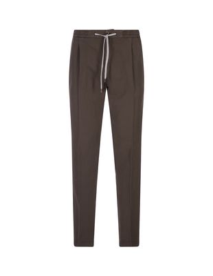 PT01 Brown Linen Blend Soft Fit Trousers