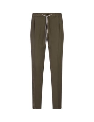 PT01 Military Green Linen Blend Soft Fit Trousers