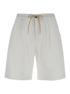 PT01 White Bermuda With Drawstring In Wool Man