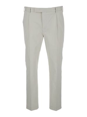 PT01 White Dieci Slim Fit Trousers In Cotton Blend Man