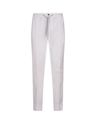 PT01 White Linen Blend Soft Fit Trousers