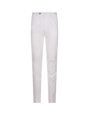 PT01 White Stretch Cotton Classic Trousers