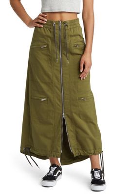 PTCL Zip Front Cargo Maxi Skirt in Olive