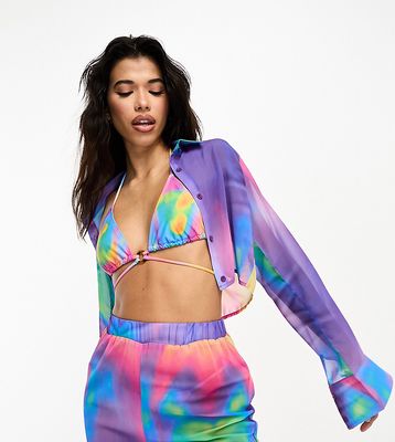 Public Desire beach festival psychedelic print long sleeve shirt in multi - part of a set