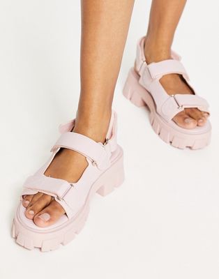 Public Desire Brighton chunky sporty sandals in baby pink