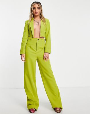 Public Desire cropped tailored blazer in lime - part of a set-Green