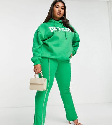 Public Desire Curve flared ribbed pants in green
