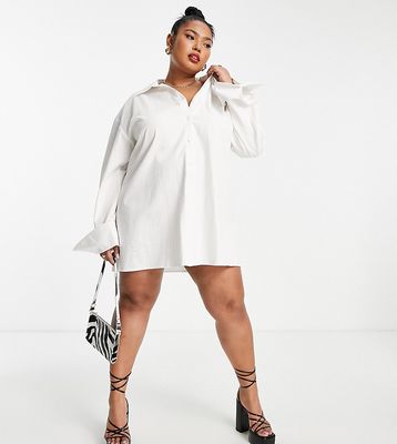 Public Desire Curve oversized shirt with deep cuffs in white