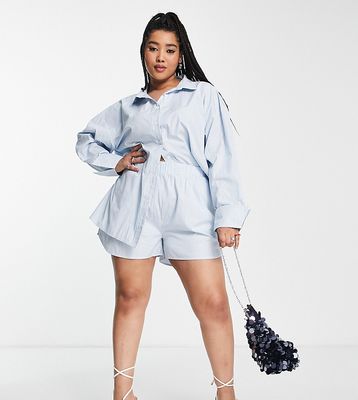 Public Desire Curve stripe poplin shirt in blue - part of a set