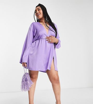 Public Desire Curve textured satin mini dress in lilac-Purple