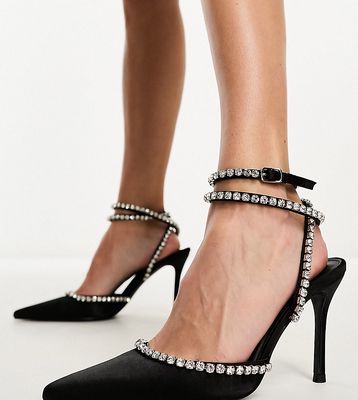 Public Desire Exclusive Frankie embellished heeled shoes in black