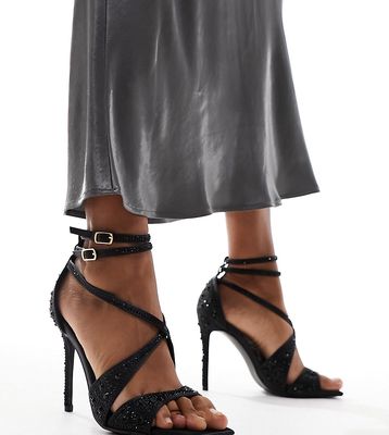 Public Desire Exclusive Moana embellished high heeled sandals in black