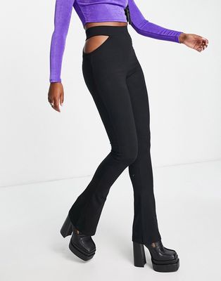 Public Desire flared pants with strap detail in black