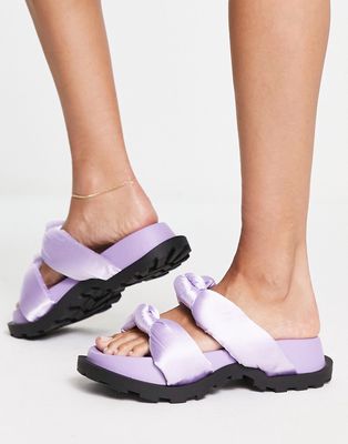 Public Desire Kiwi padded knot chunky sandals in lilac-Purple
