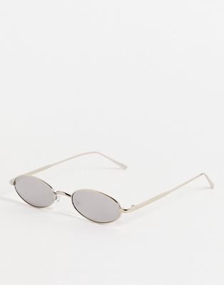 Public Desire mini oval sunglasses in metallic silver