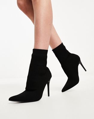 Public Desire Miraval heeled sock boots in black knit