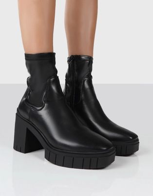 Public Desire Obstacle heeled chelsea boots with chunky sole in black