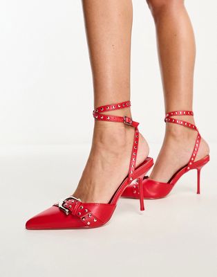 Public Desire Ozella heeled shoes with buckle in red