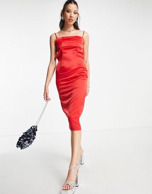Public Desire satin slip dress with low back in red