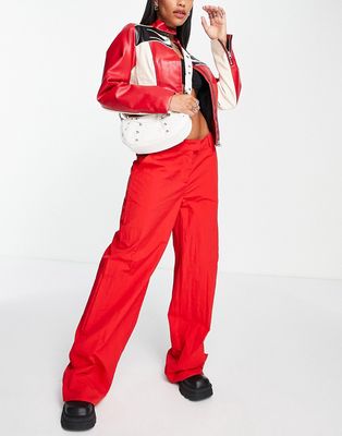 Public Desire shell cargo utility pants in red