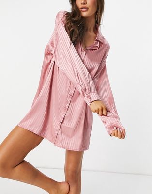 Public Desire stripe jacquard pajama shirt in pink
