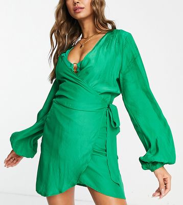 Public Desire wrap shirt beach summer dress in green