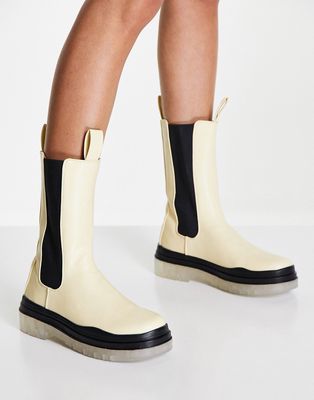 Public Desire Wynter translucent sole boots in cream-White