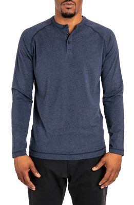 Public Rec Go-To Long Sleeve Performance Henley T-Shirt in Heather Navy