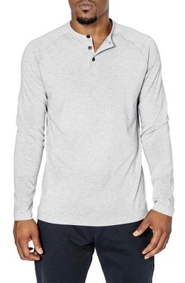 Public Rec Go-To Long Sleeve Performance Henley T-Shirt in Heather Silver Spoon 