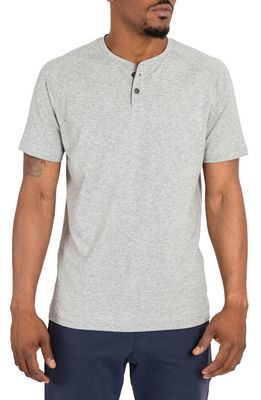 Public Rec Go-To Short Sleeve Performance Henley in Heather Silver Spoon