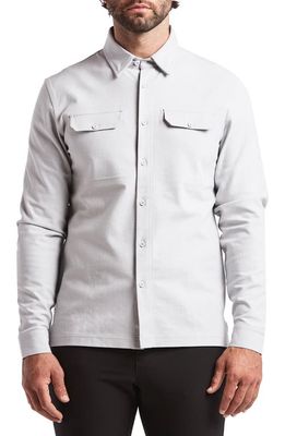 Public Rec Stretch Thermal Button-Up Shirt in Heather Silver Spoon 