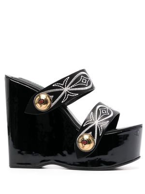 PUCCI 150mm Goccia-embroidered wedge sandals - Black