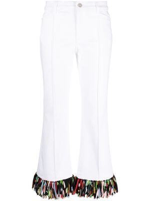 PUCCI abstrac-print fringed flared trousers - White