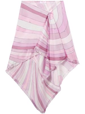 PUCCI abstract print asymmetric silk skirt - Pink