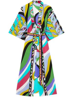 PUCCI abstract-print belted silk dress - Multicolour