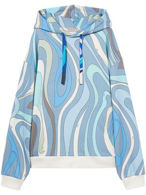 PUCCI abstract-print cotton hoodie - Blue