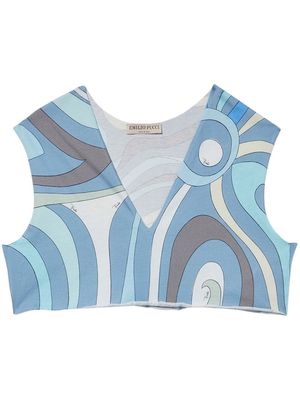 PUCCI abstract-print cropped top - Blue