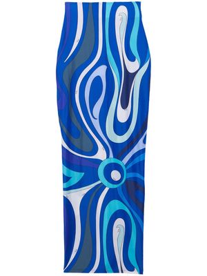 PUCCI abstract-print high-waisted skirt - Blue