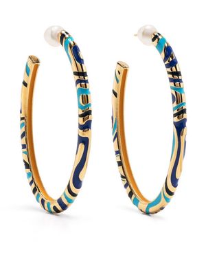 PUCCI abstract-print hoop earrings - Blue