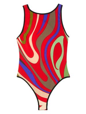 PUCCI abstract-print open-back one-piece - Red