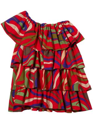 PUCCI abstract-print ruffled dress - Red