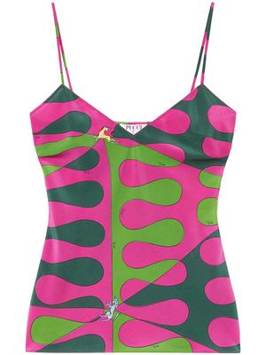 PUCCI abstract print silk camisole-top - Green