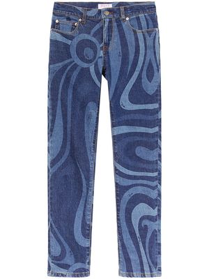 PUCCI abstract-print straight-leg jeans - Blue