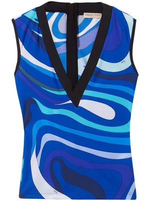 PUCCI abstract-print V-neck vest - Blue