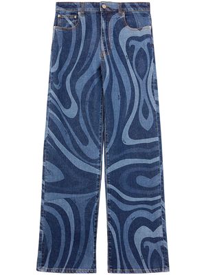 PUCCI abstract-print wide-leg jeans - Blue