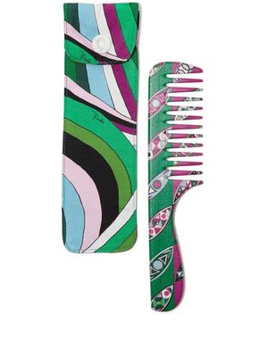 PUCCI abstract-print wood comb - Pink