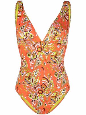 PUCCI Africana-print one-piece swimsuit - Orange